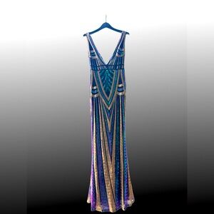 Medium purple and gold sequin dress